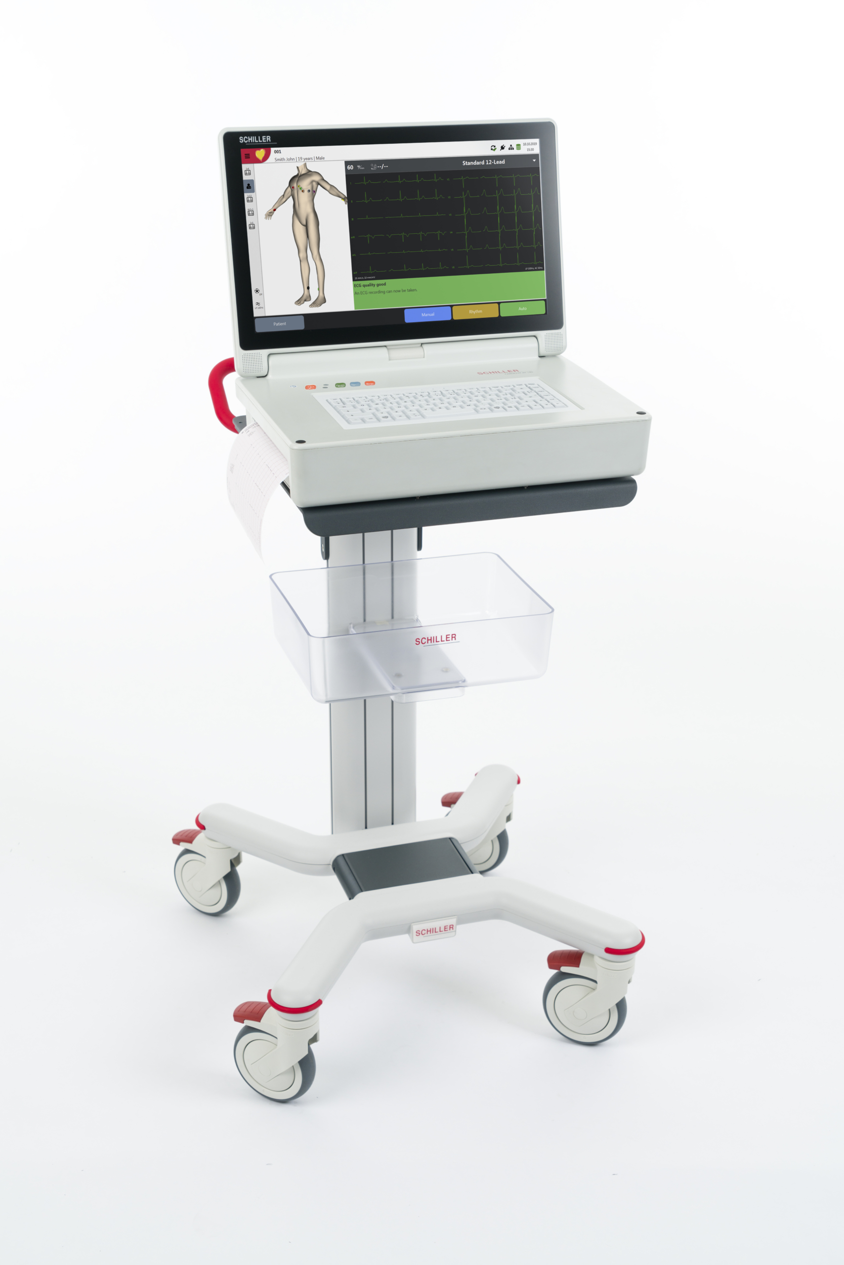 CARDIOVIT AT-180 tech left with trolley and print
